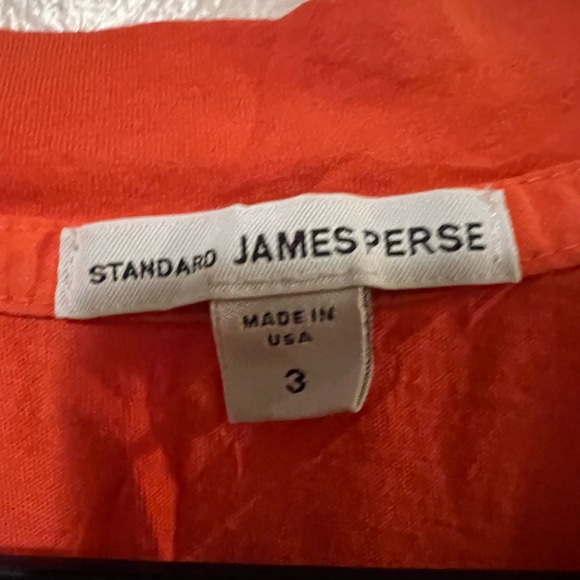 James Perse Orange SHEER SLUB CASUAL V NECK T-SHIRT Size 3 - Picture 3 of 6